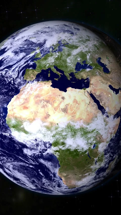 Camera spinning around PLANET10 Earth. Day to night. Vertical video. Elements of 스톡 동영상 321143579
