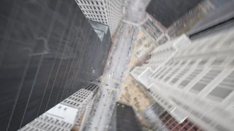 The camera spins and rises to dizzying heights, shooting the center of a large Video stock 260411190