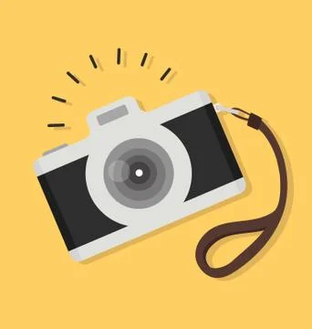 Camera with stap in flat style vector イラスト素材