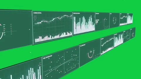 Camera starting diagonal pan, rotating and revealing two HUD strips with charts Stock Footage 337506385