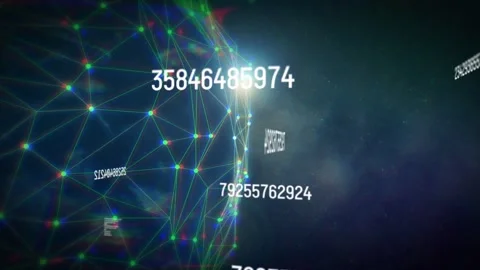 Camera starting orbit near digital globe, causing pulsing nodes and moving Stock Footage 334337803