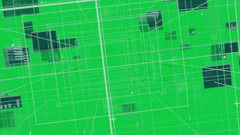 Camera starting, teal tunnel moving, UI sliding, flagging node, showing network, Stock-Footage 340269403