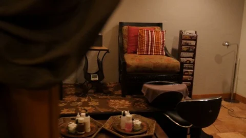 Camera steadishot pan through room pedicures manicures zermatt resort spa the Stock-Footage 89361771