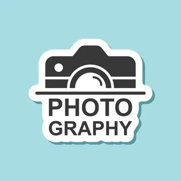 Camera sticker icon in flat style. Photography text vector illustration on .. Stock Illustration