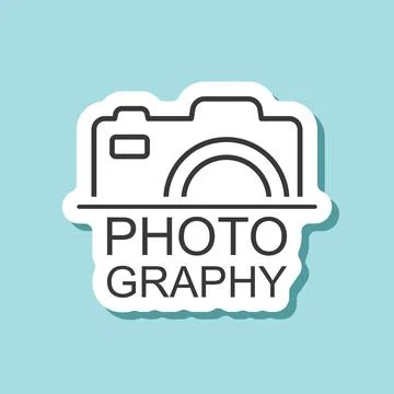 Camera sticker icon in flat style. Photography text vector illustration on .. Stock Illustration
