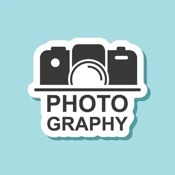Camera sticker icon in flat style. Photography text vector illustration on .. Stock Illustration