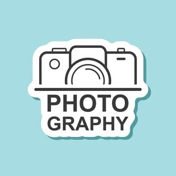 Camera sticker icon in flat style. Photography text vector illustration on .. Stock Illustration