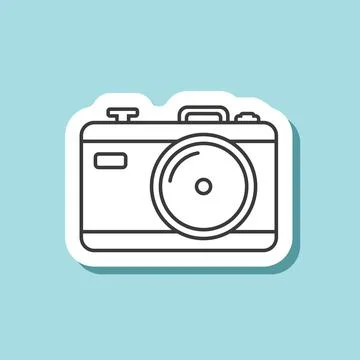 Camera sticker icon in flat style. Photography equipment vector illustratio.. Stock Illustration