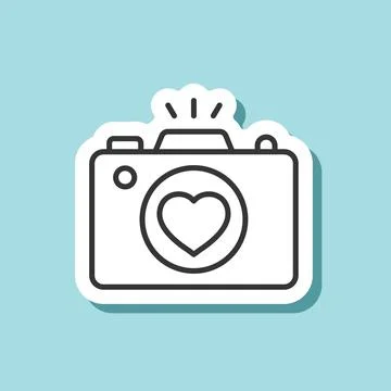 Camera sticker icon in flat style. Photography equipment vector illustratio.. Stock Illustration