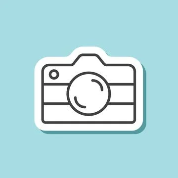 Camera sticker icon in flat style. Photography equipment vector illustratio.. Stock Illustration
