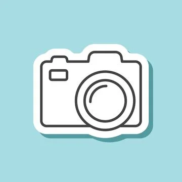 Camera sticker icon in flat style. Photography equipment vector illustratio.. Stock Illustration