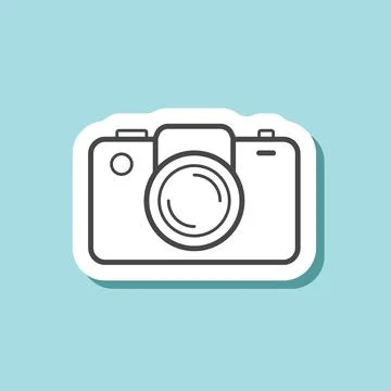 Camera sticker icon in flat style. Photography equipment vector illustratio.. Stock Illustration