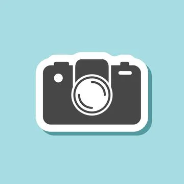 Camera sticker icon in flat style. Photography equipment vector illustratio.. Stock Illustration