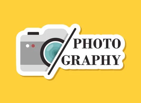 Camera sticker icon in flat style. Photography vector illustration on isola.. Stock Illustration