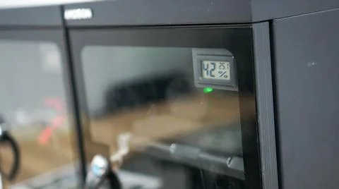 Camera storage box with temperature black, Stock Photos