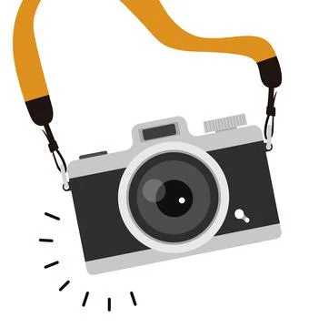 Camera with strap flat style Illustrazione stock