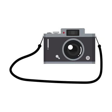 Camera with on strap vector Stock Illustration