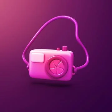 Camera - stylized 3d CGI icon object, Not gen Ai Stock Illustration
