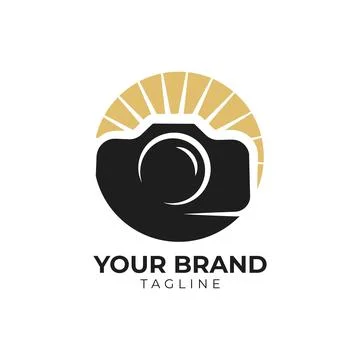 Camera with sun logo template Stock Illustration