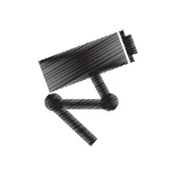 Camera surveillance security vigilance draw pictogram Stock Illustration
