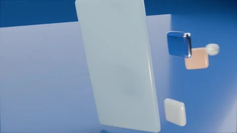 Camera sweep rotating glossy device showcasing beige plate and chrome dollar in Video stock 340268147