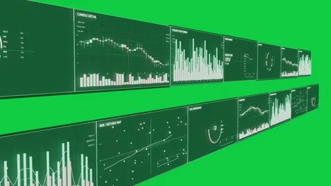 Camera sweeping transparent void, revealing dual-row data dashboard, panels Vidéo 337506374