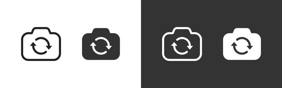 Camera switch icon. Smartphone camera with rotating arrows showing flip bet.. イラスト素材