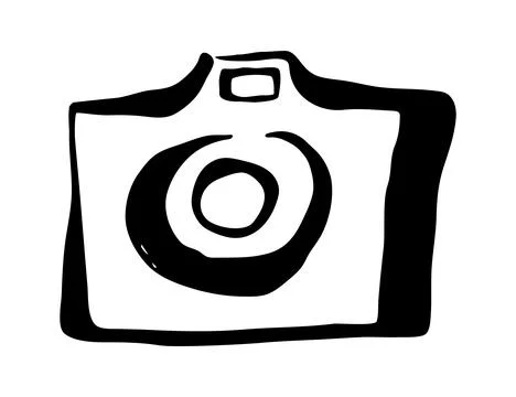 Camera symbol drawing hand painted with ink Stock Illustration