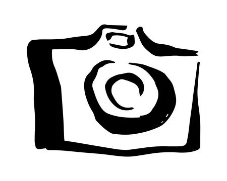 Camera symbol drawing hand painted with ink Stock Illustration