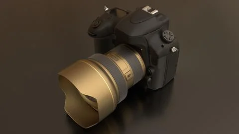 A Camera On A Table With A Lens イラスト素材
