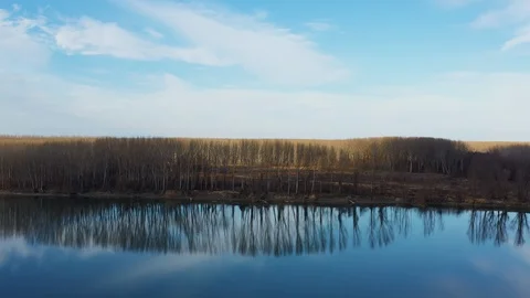 Camera take off over the Big River. Video stock 124220668