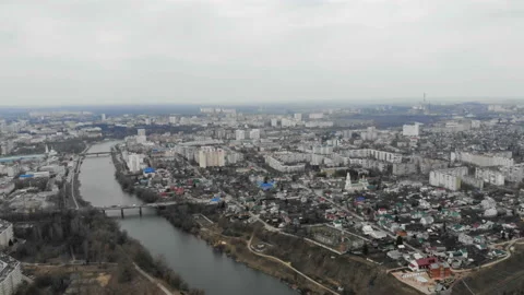 The camera takes off over the city. Stock Footage 106348982