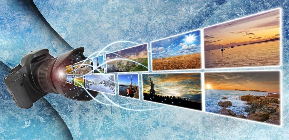 Camera taking pictures Stock Illustration