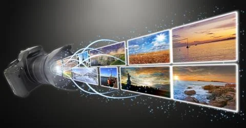 Camera taking pictures Stock Illustration