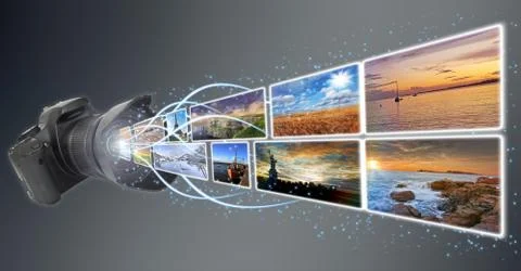 Camera taking pictures Stock Illustration