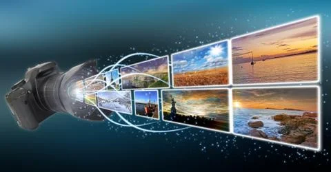 Camera taking pictures Stock Illustration