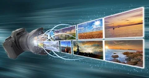 Camera taking pictures Stock Illustration