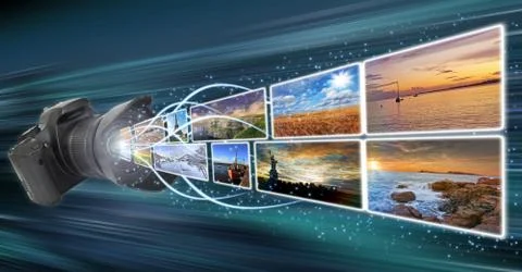 Camera taking pictures Stock Illustration