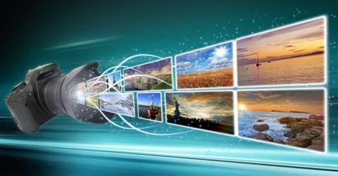 Camera taking pictures Stock Illustration