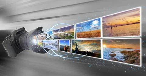 Camera taking pictures Stock Illustration