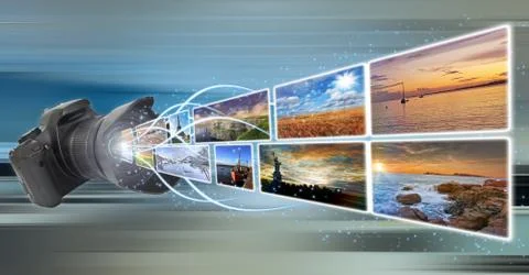 Camera taking pictures Stock Illustration