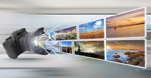 Camera taking pictures Stock Illustration