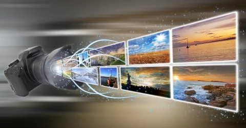 Camera taking pictures Stock Illustration