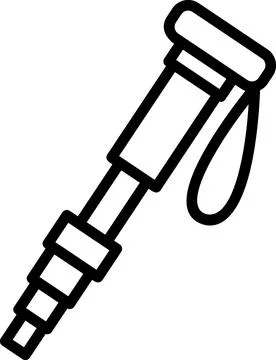 Camera telescopic monopod pole line art icon Stock Illustration