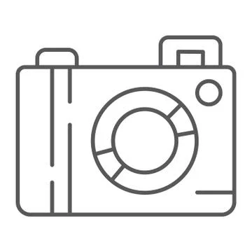 Camera thin line icon, lens and photo, photocamera sign, vector graphics, a Stock Illustration