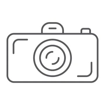 Camera thin line icon, lens and photo, shutter sign, vector graphics, a linear Stock Illustration