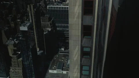 Camera Tilt Down Alongside New York City Skyscraper Stock Footage 322042884