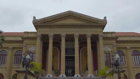 Camera tilt down over Teatro Massimo, Palermo, Sicily Stock Footage 88611585