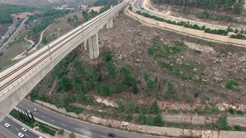 Camera tilt on intersection Jerusalem entrance Stock Footage 143143322
