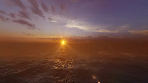 Camera Tilt Over Rough Sea Against Beautiful Sunset Stock Footage 155834314